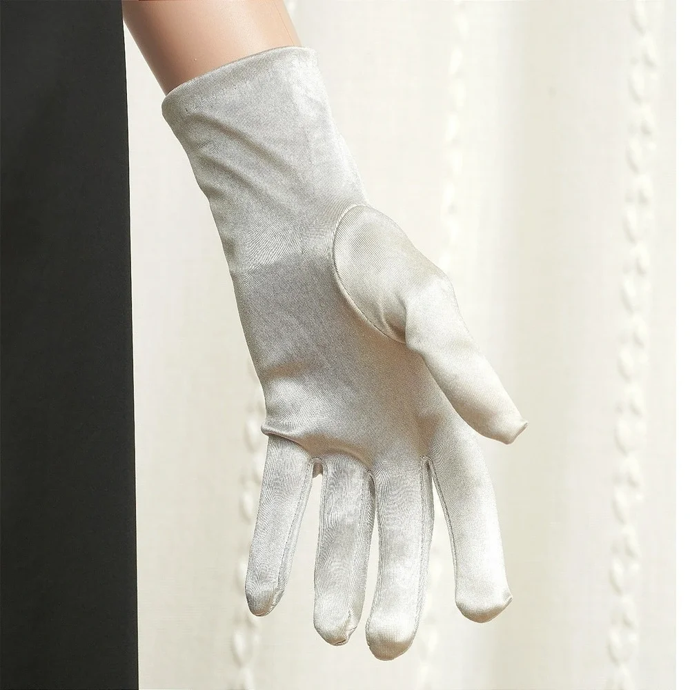 White‎ Satin Wrist Length Gloves (2BL) Formal Dress Gloves Prom Bridal